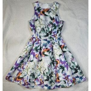 NWT H&M White Floral Fit & Flare Dress with Pockets